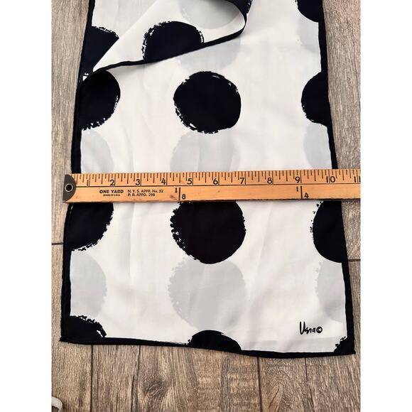 Vera Neuman Women's Black White Polka Dots Rectangle Scarf - Picture 6 of 6